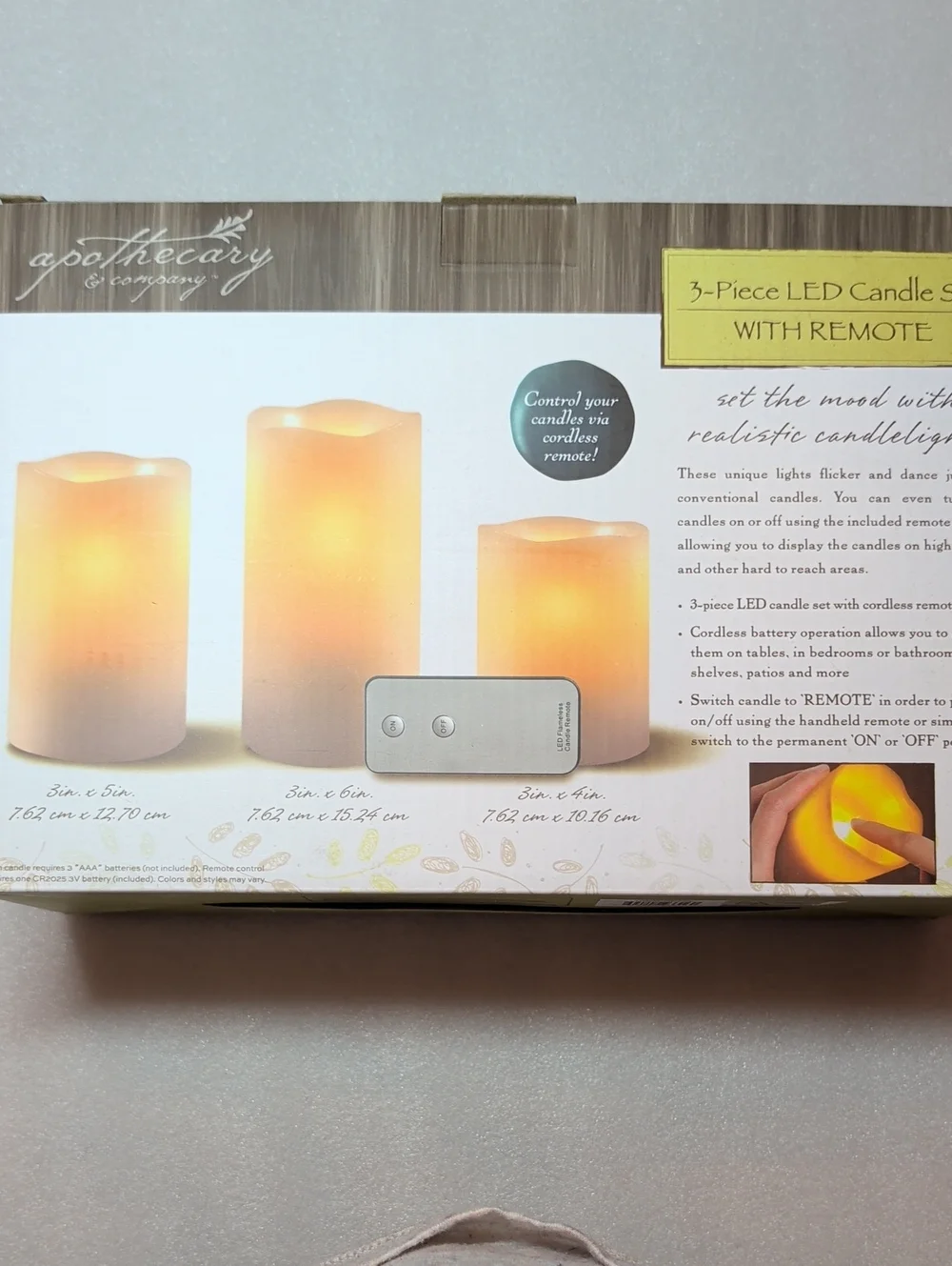 NIB 3-pc LED candle Set W/ Remote